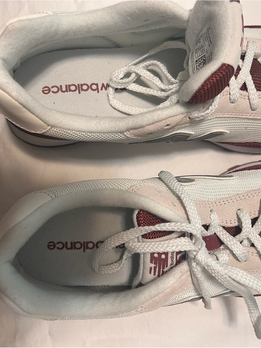 New Balance White & Burgundy Accent Sneakers